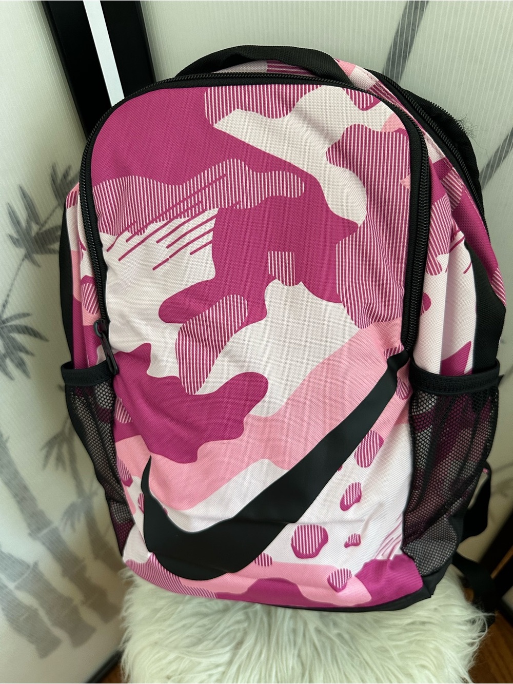 Nike Pink Camo Backpack with Black Trim